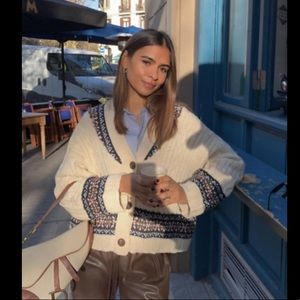 Zara Oversized Jacquard Cardigan